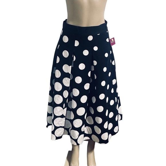 WHITE HOUSE BLACK MARKET Women A-Line Skirt Ankle Lenght Polka Dot Size 4 #1116 - Picture 13 of 16